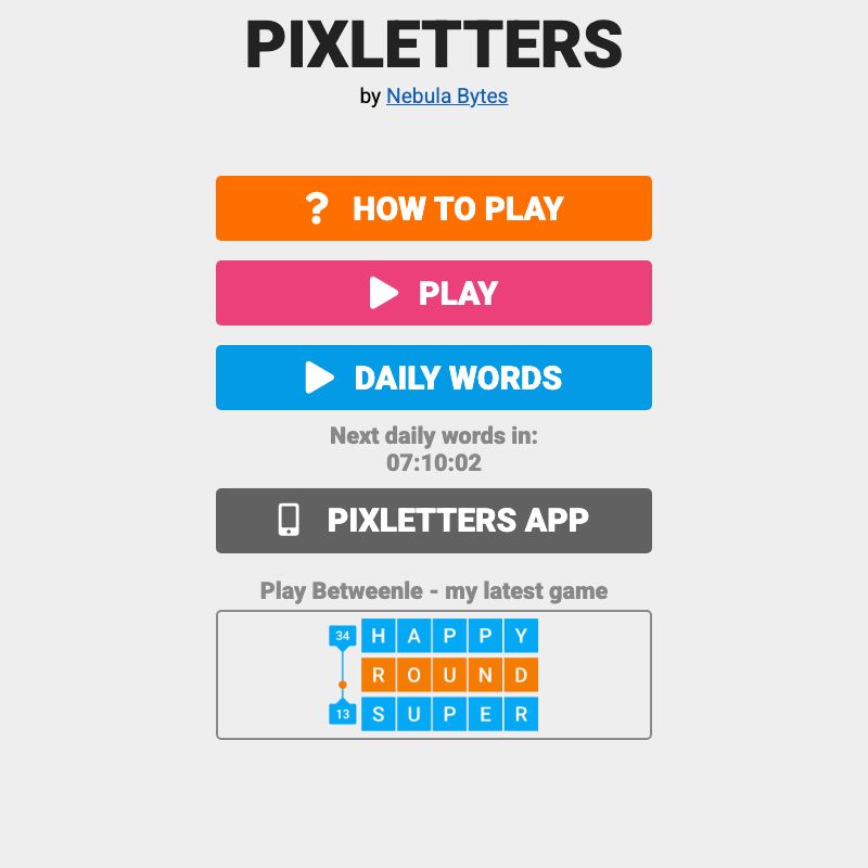 Screenshot of Pixletters