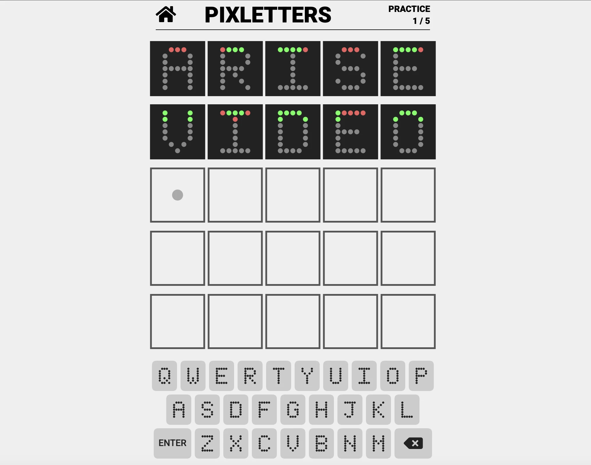 Screenshot of Pixletters