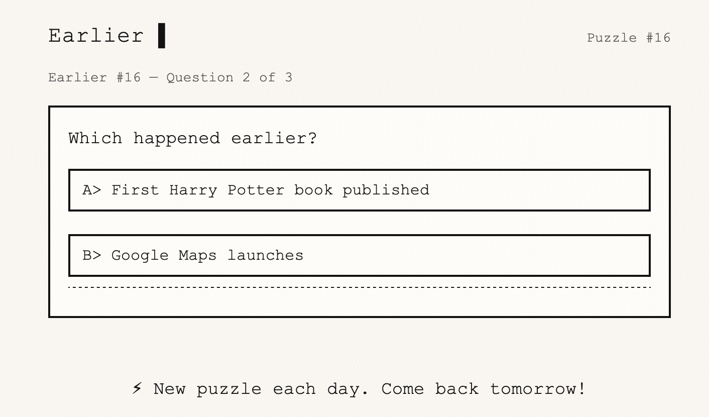 Screenshot of Earlier