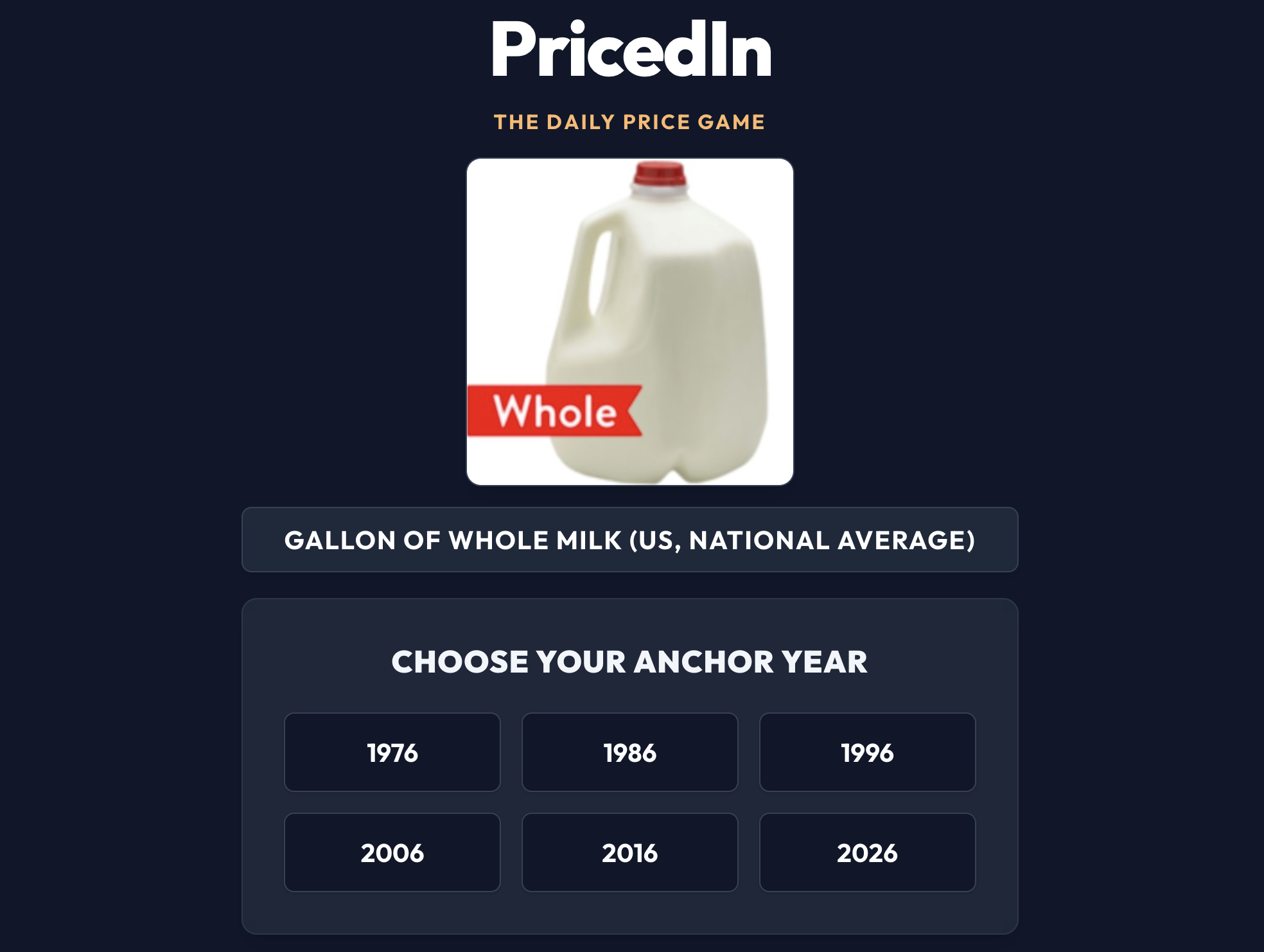 Screenshot of PricedIn
