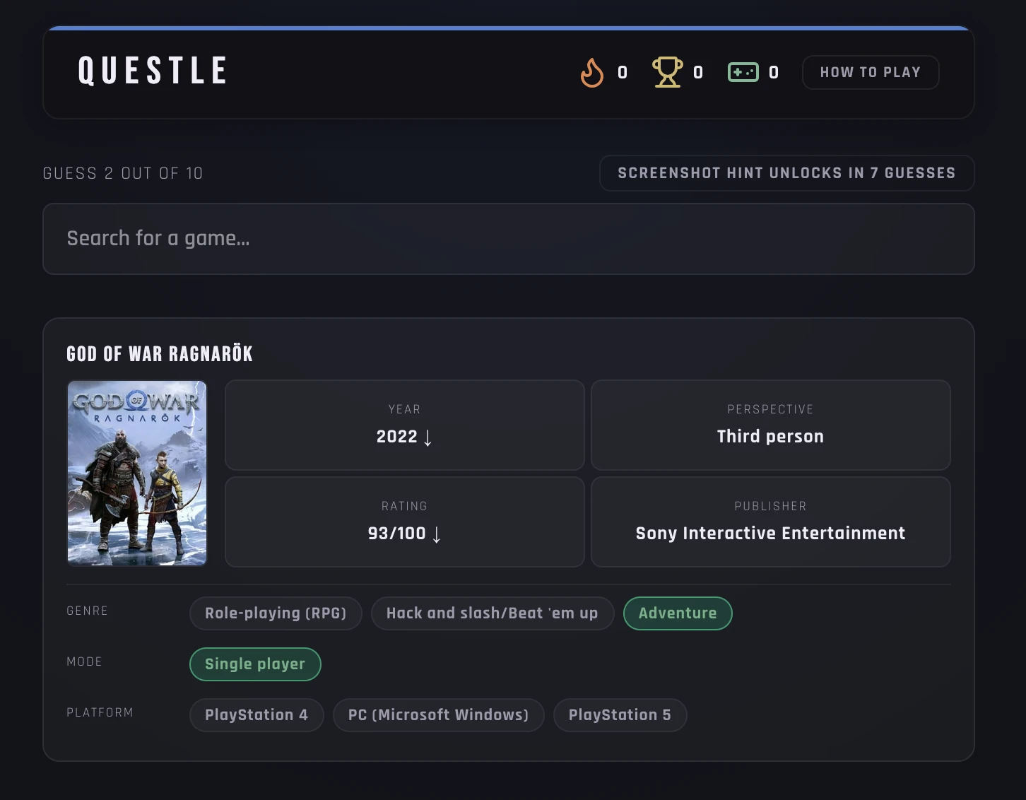 Screenshot of Questle