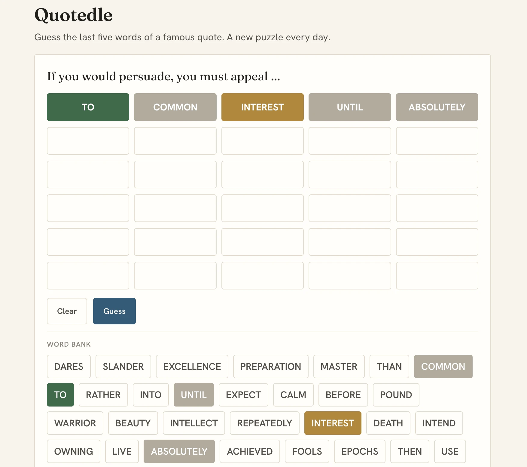 Screenshot of Quotedle