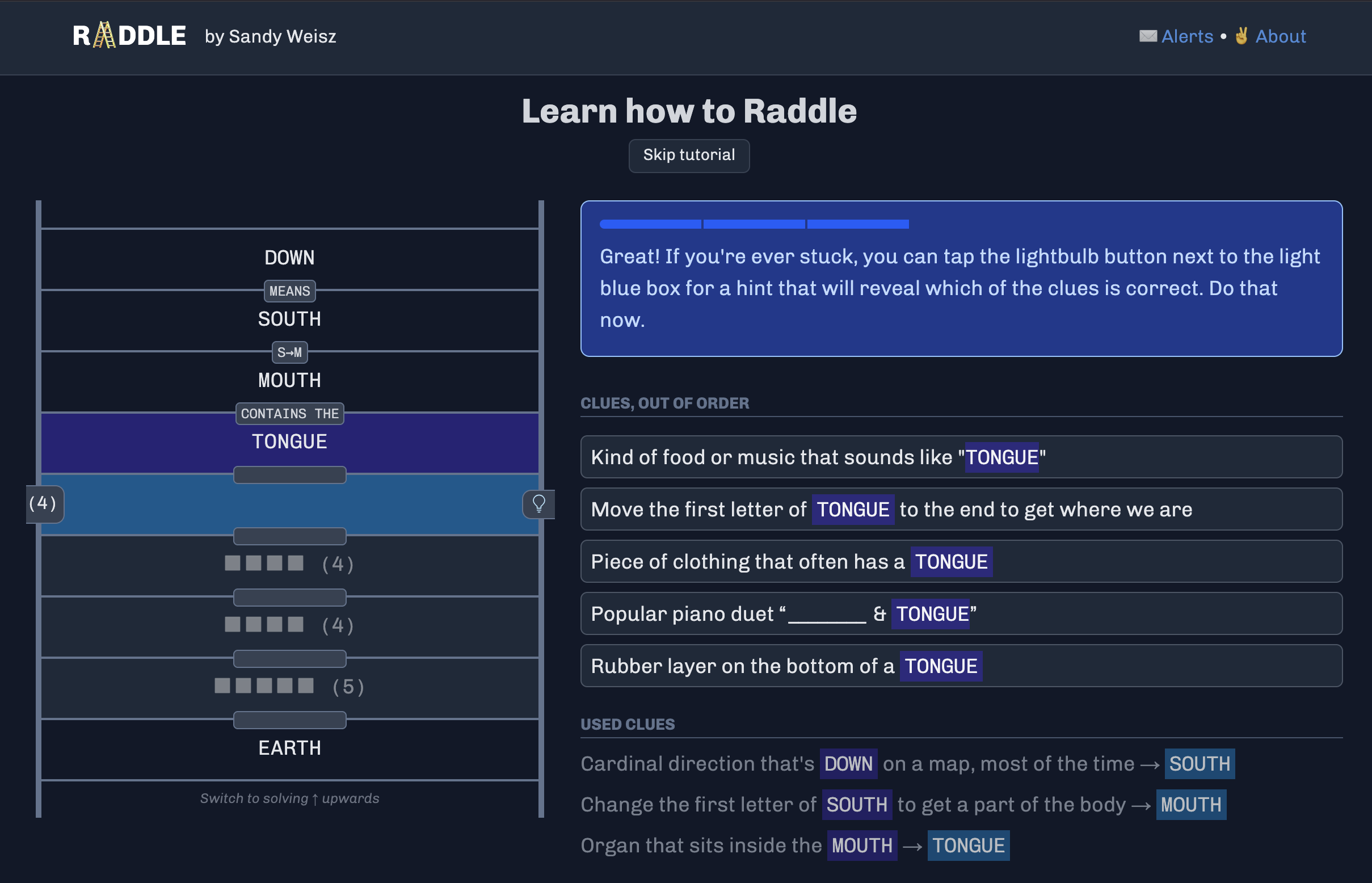 Screenshot of Raddle