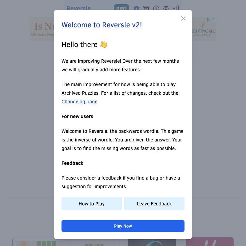 Screenshot of Reversle