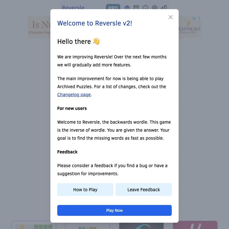 Screenshot of Reversle