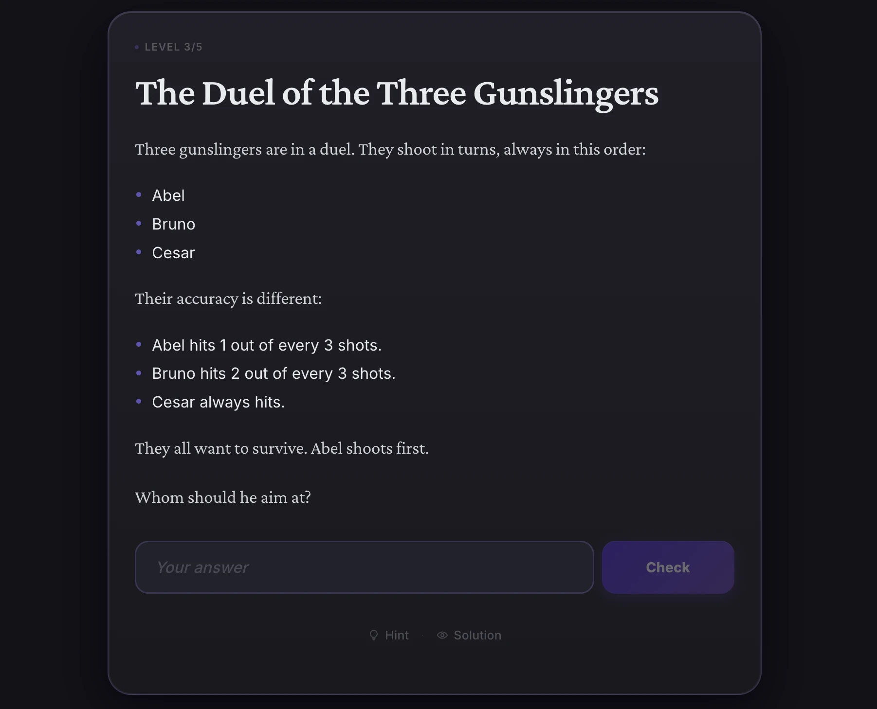 Screenshot of Riddle of the Day