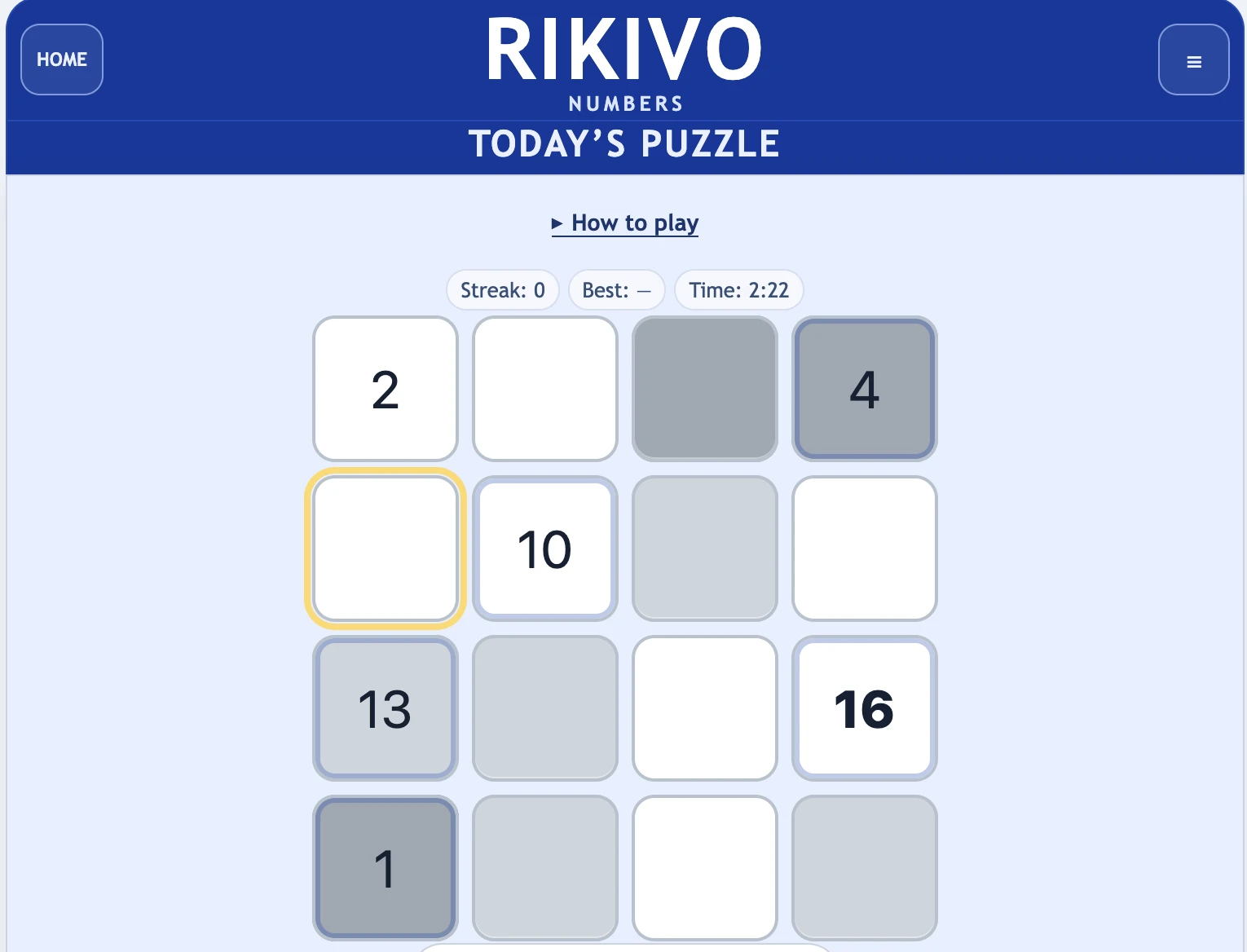 Screenshot of Rikivo Numbers