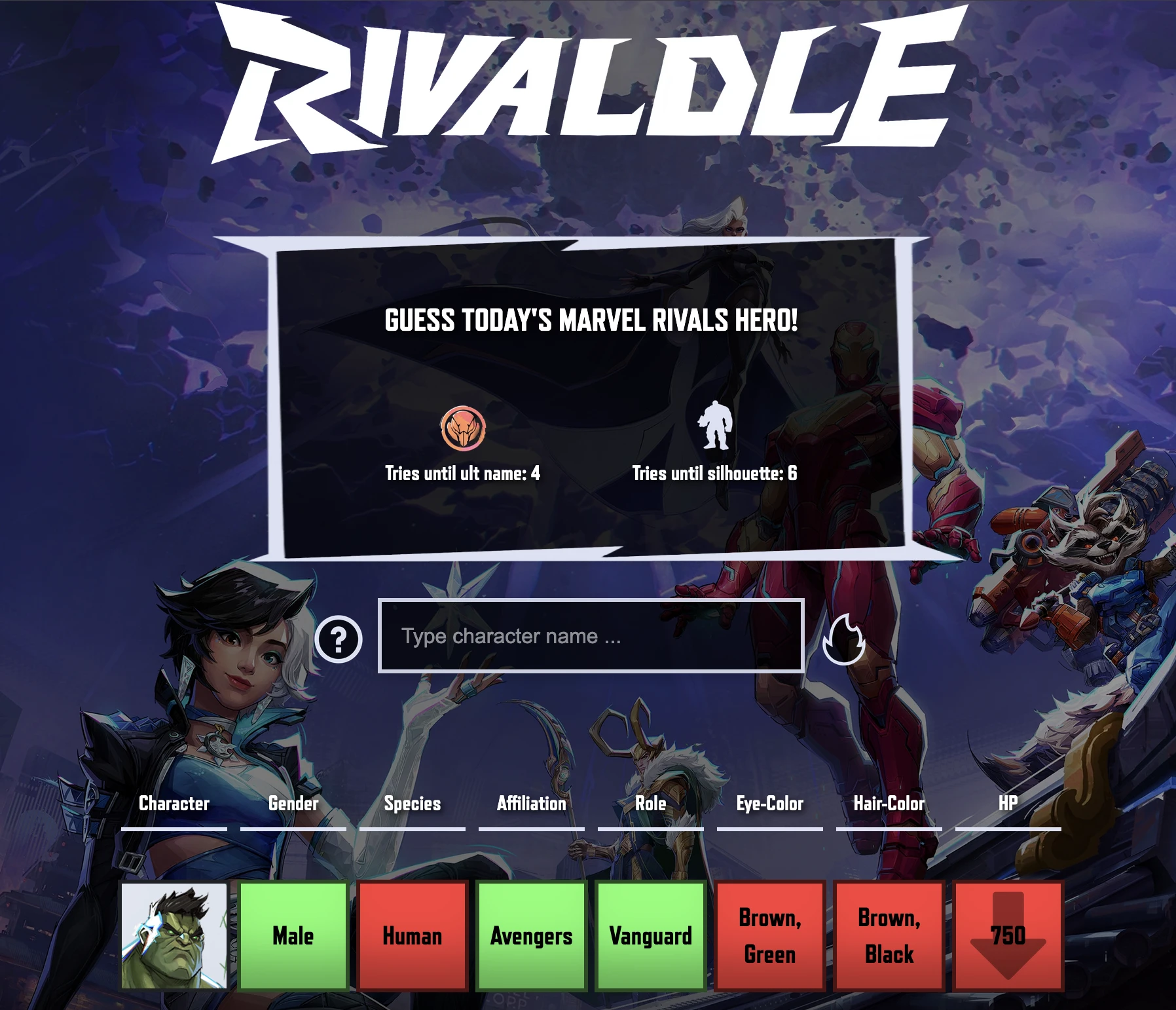 Screenshot of rivaldle