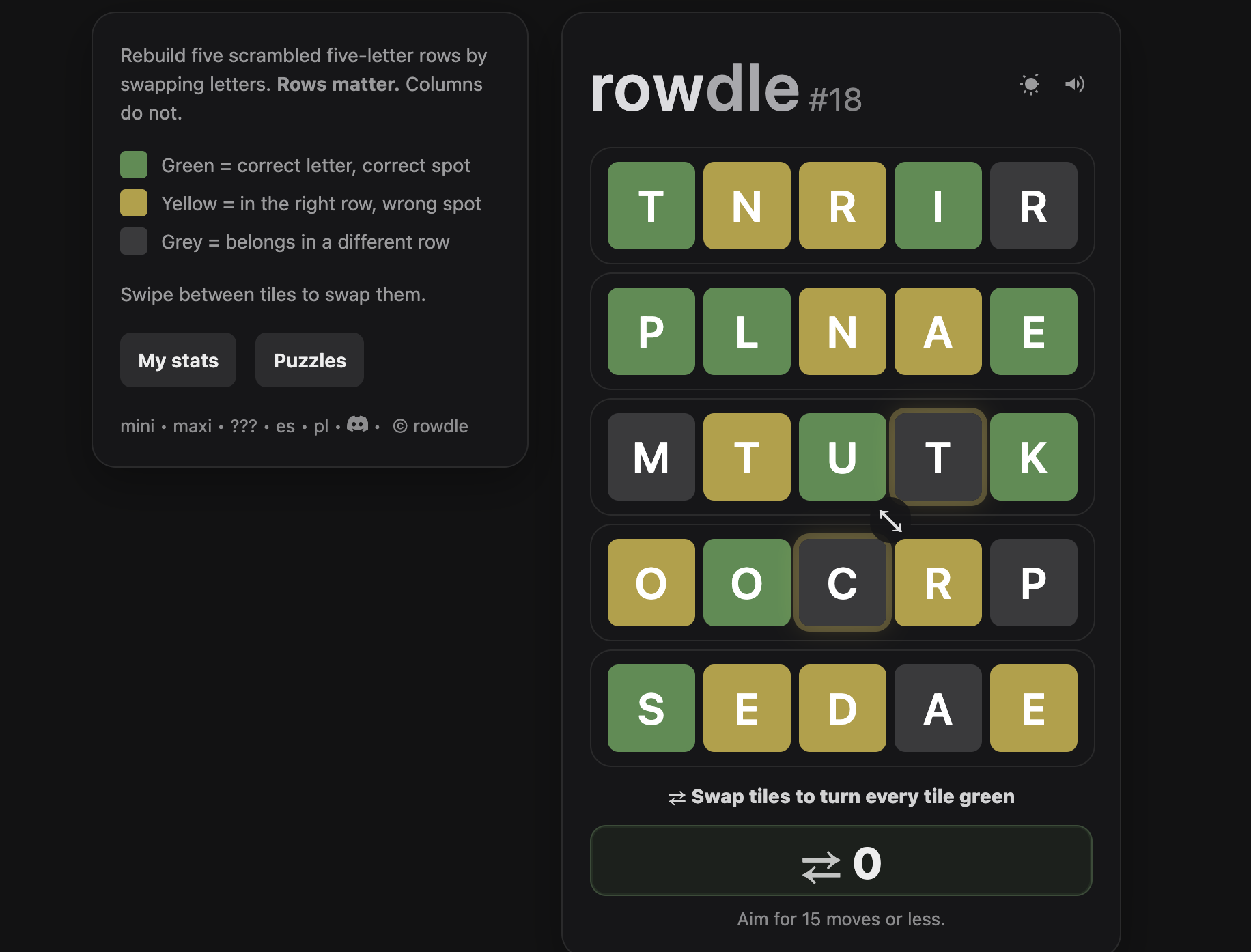 Screenshot of Rowdle