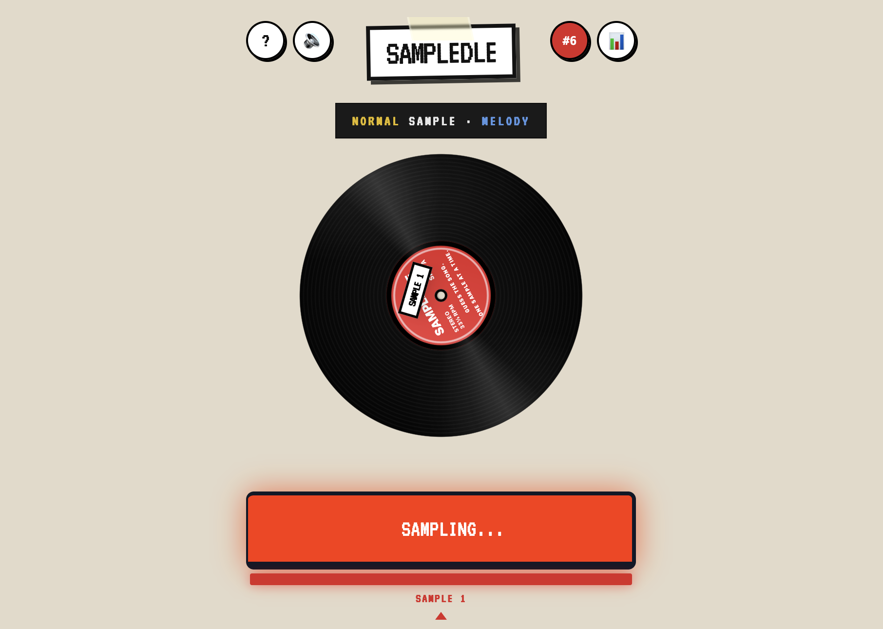 Screenshot of Sampledle