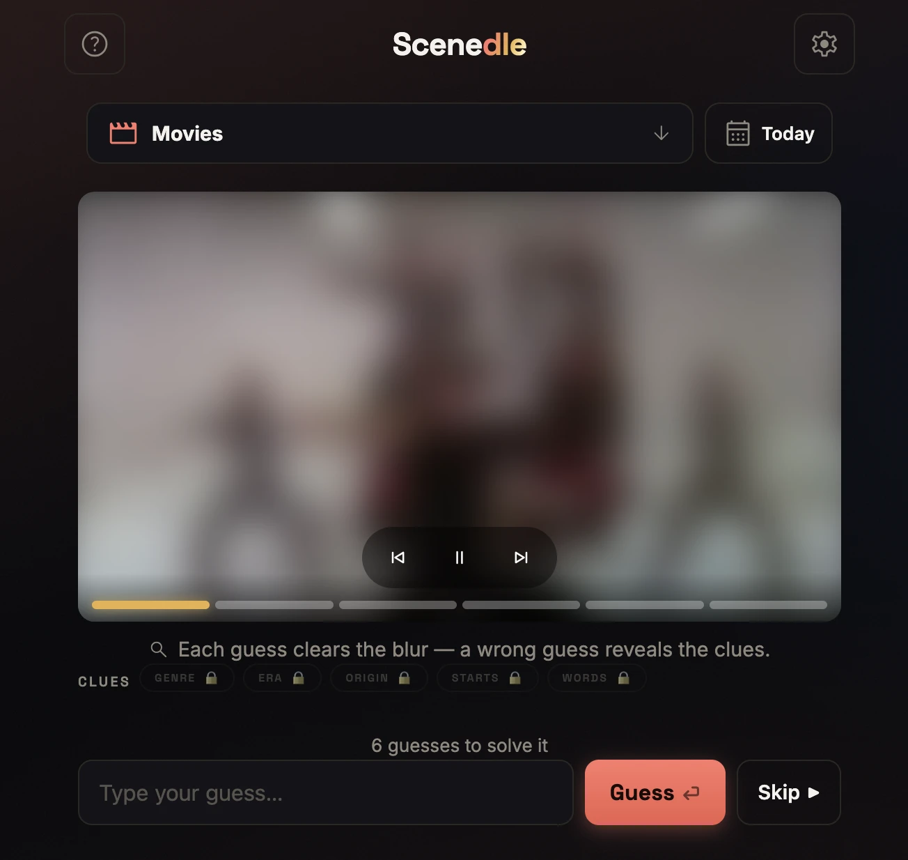 Screenshot of Scenedle
