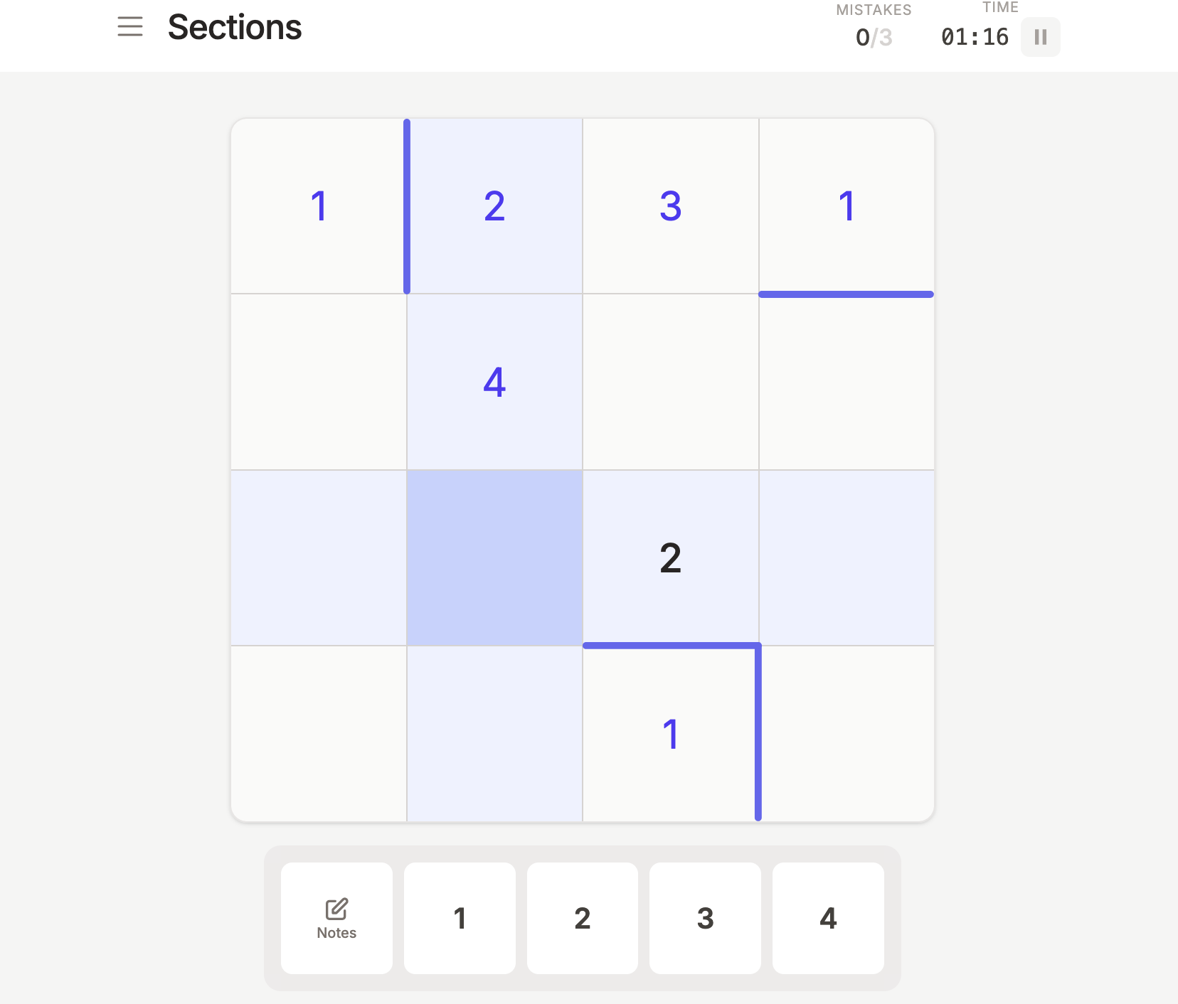 Screenshot of Sections Puzzle