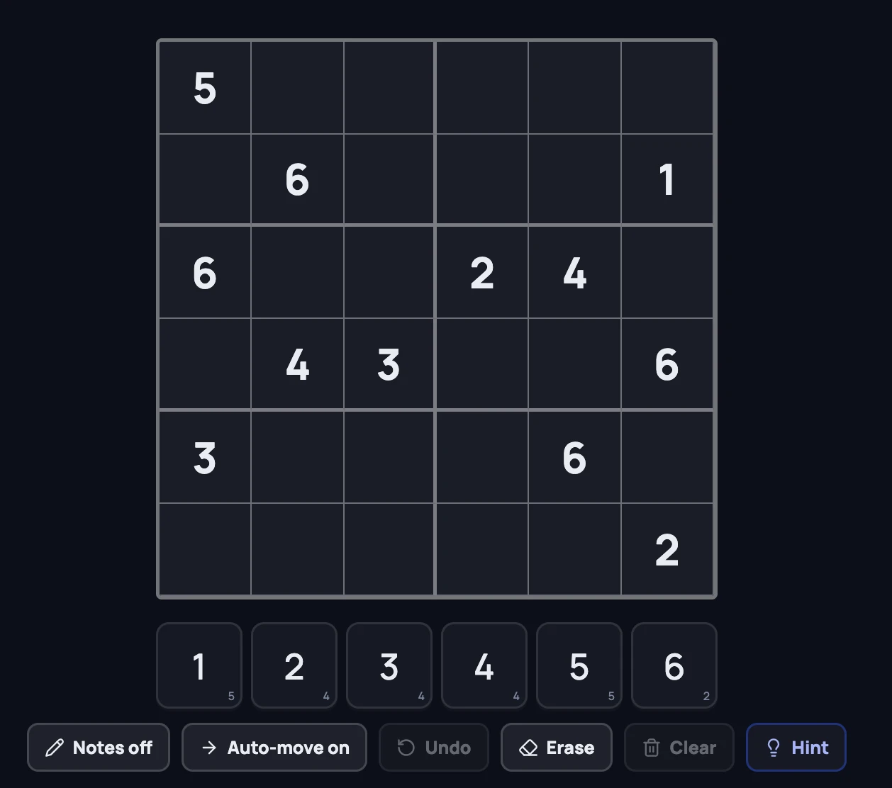 Screenshot of Sixes