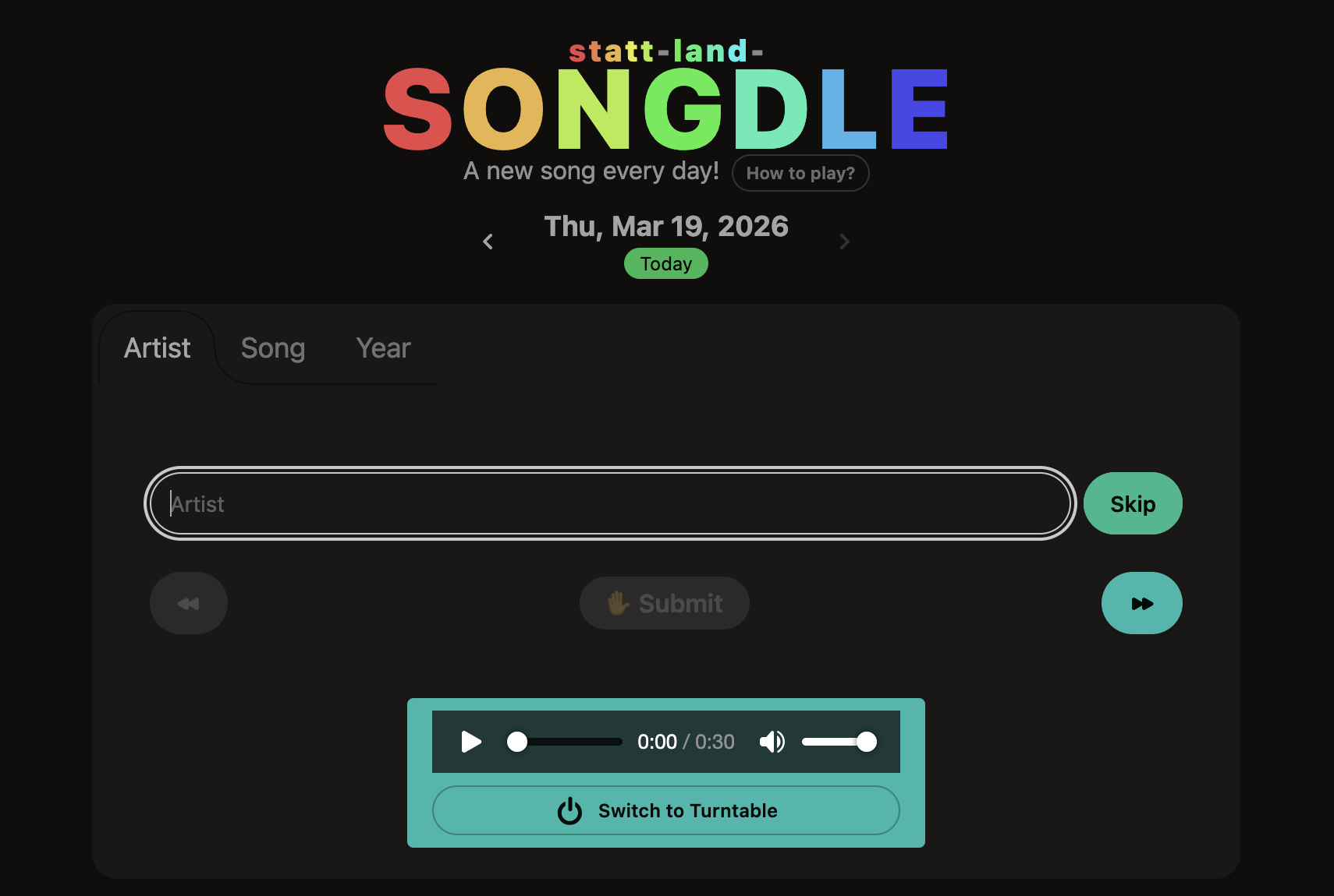 Screenshot of Songdle