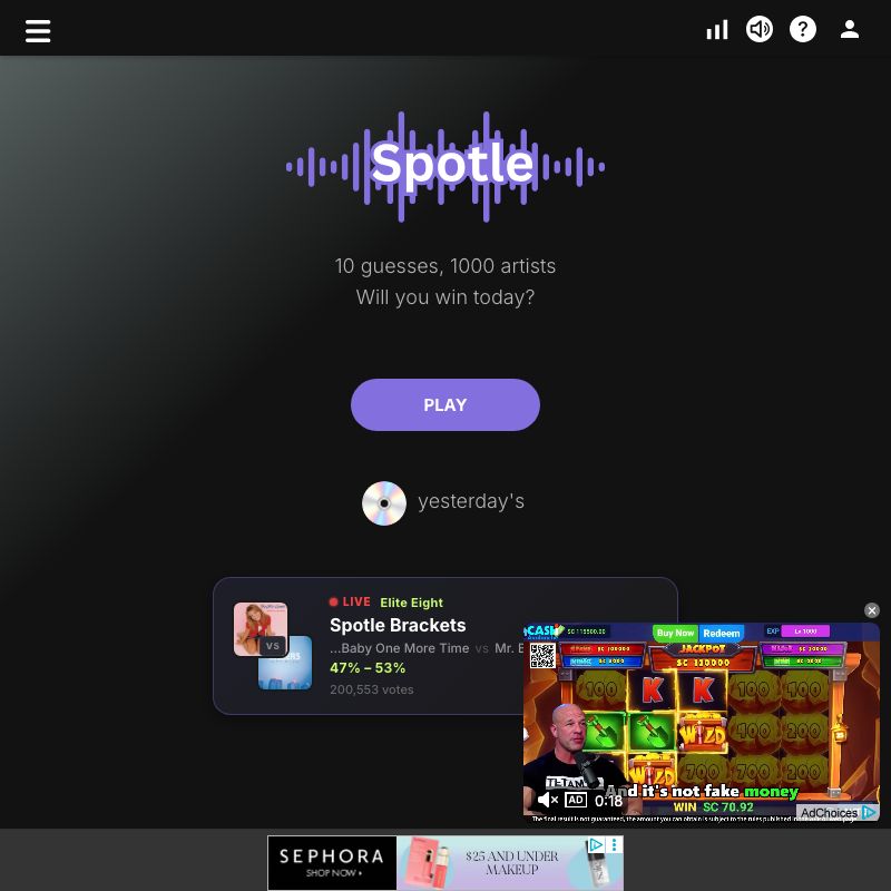 Screenshot of Spotle