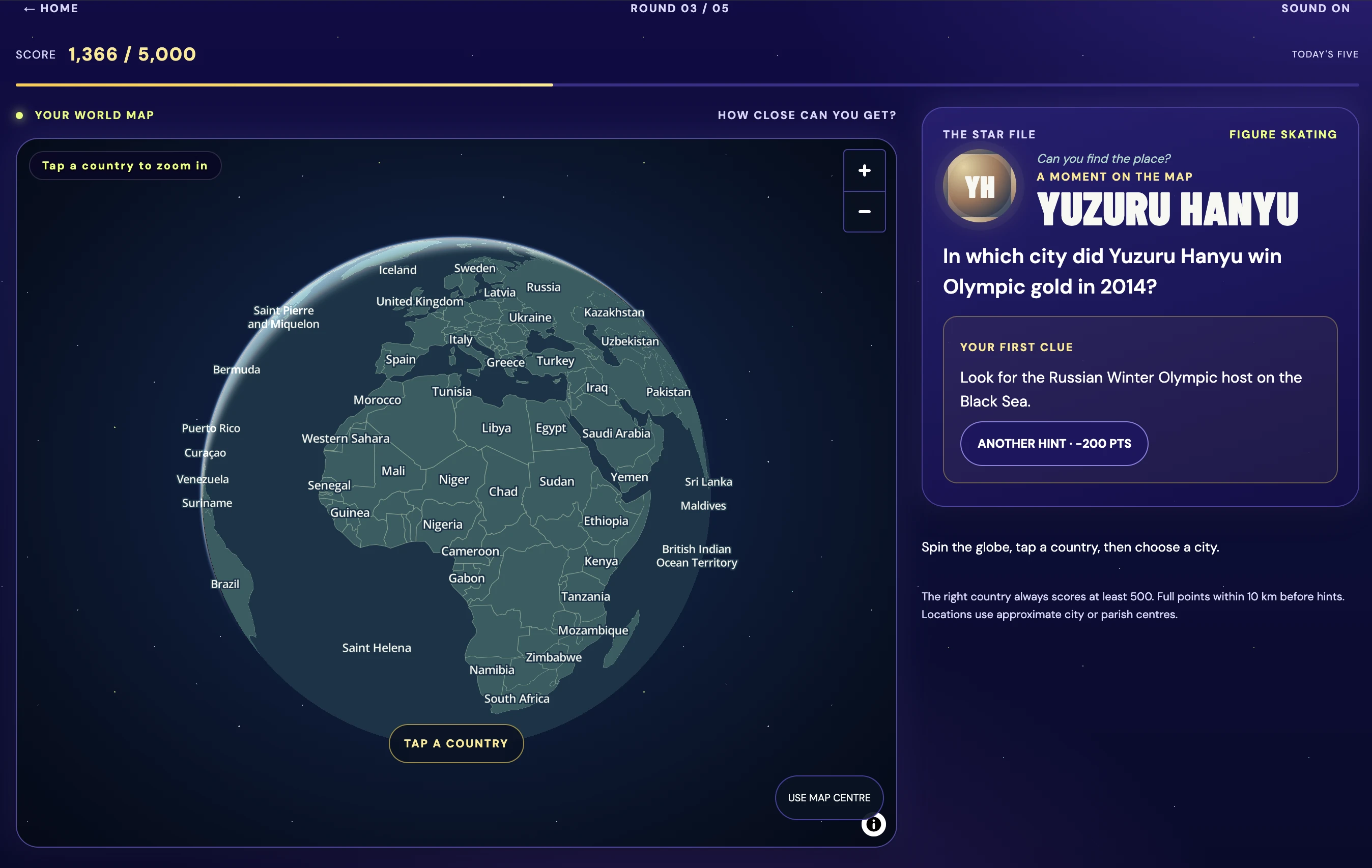 Screenshot of StarTap
