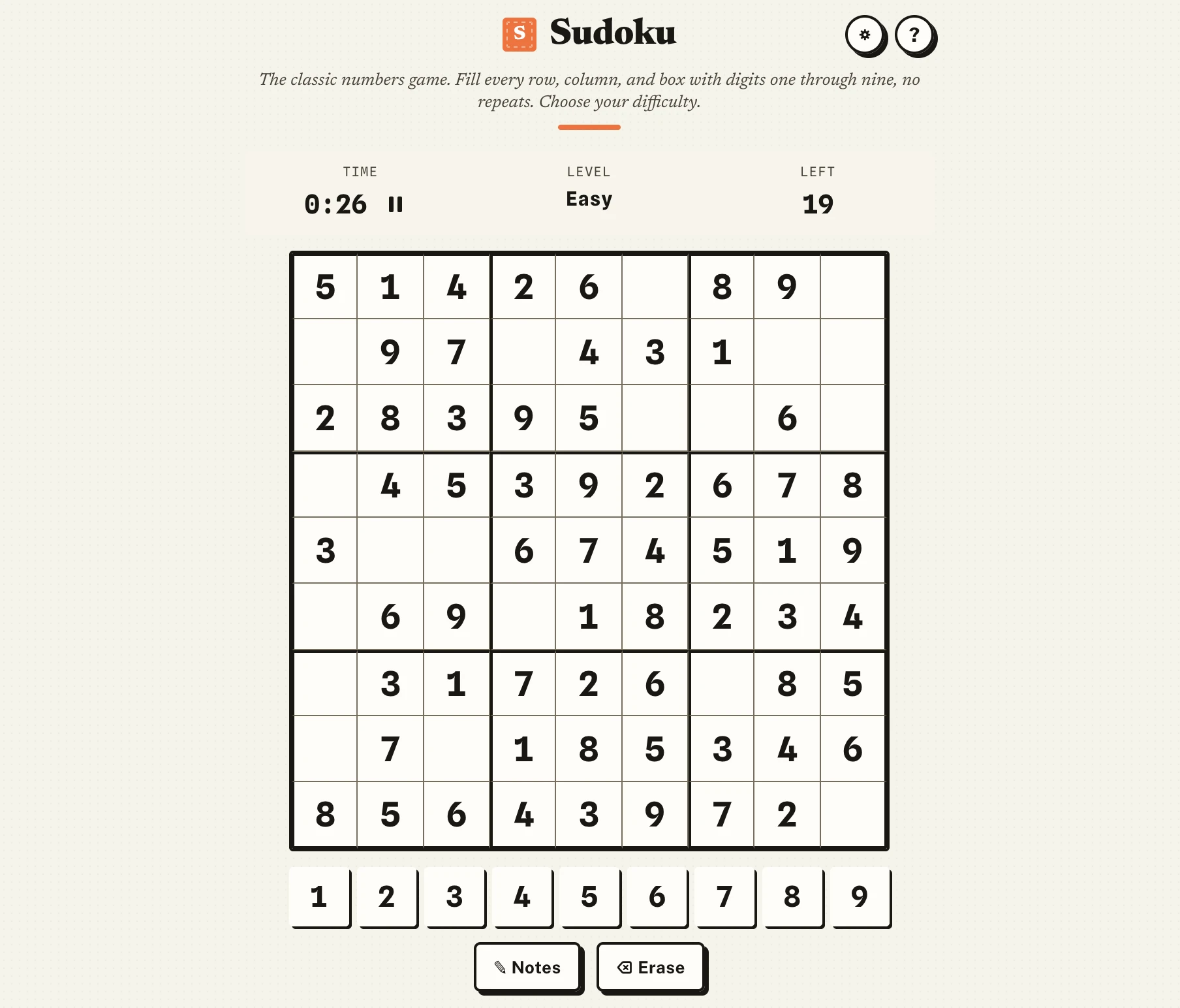 Screenshot of Sudoku