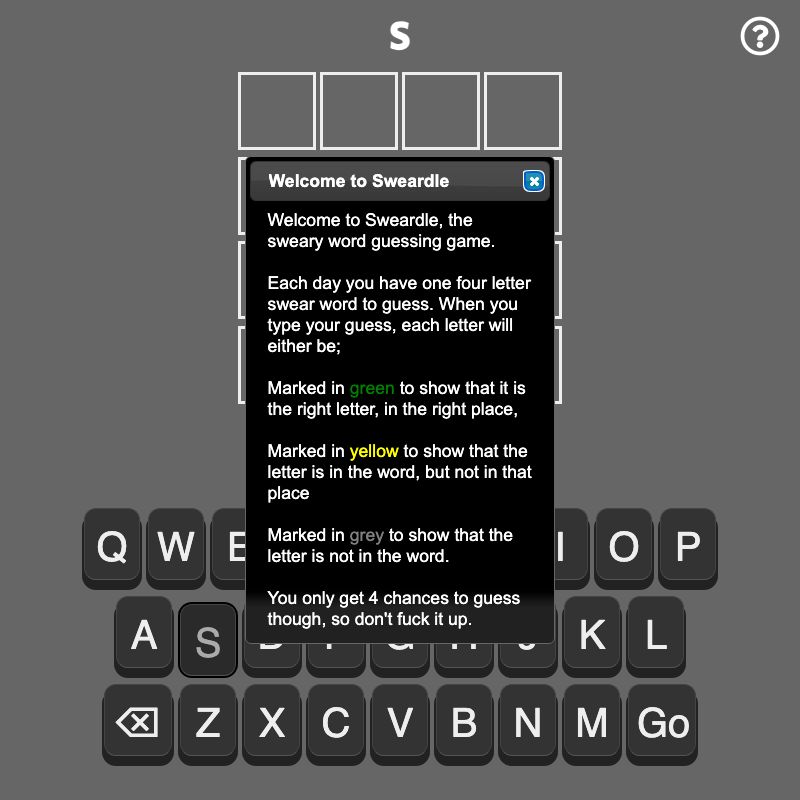 Screenshot of Sweardle