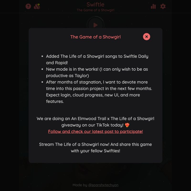 Screenshot of Swiftle