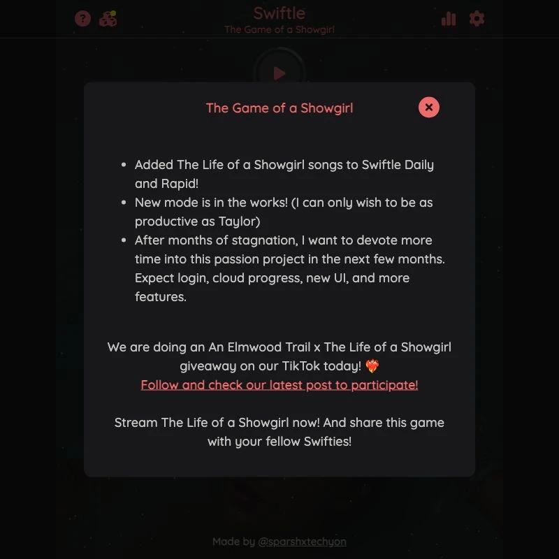 Screenshot of Swiftle