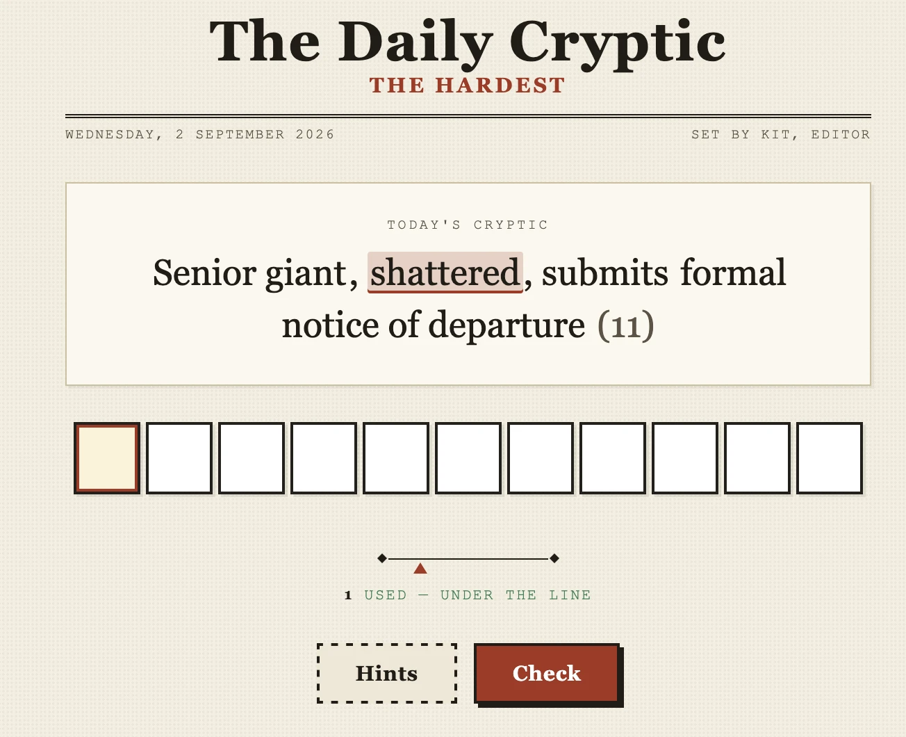 Screenshot of The Daily Cryptic