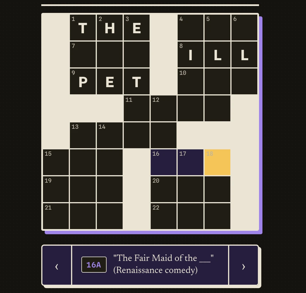 Screenshot of Midi Crossword