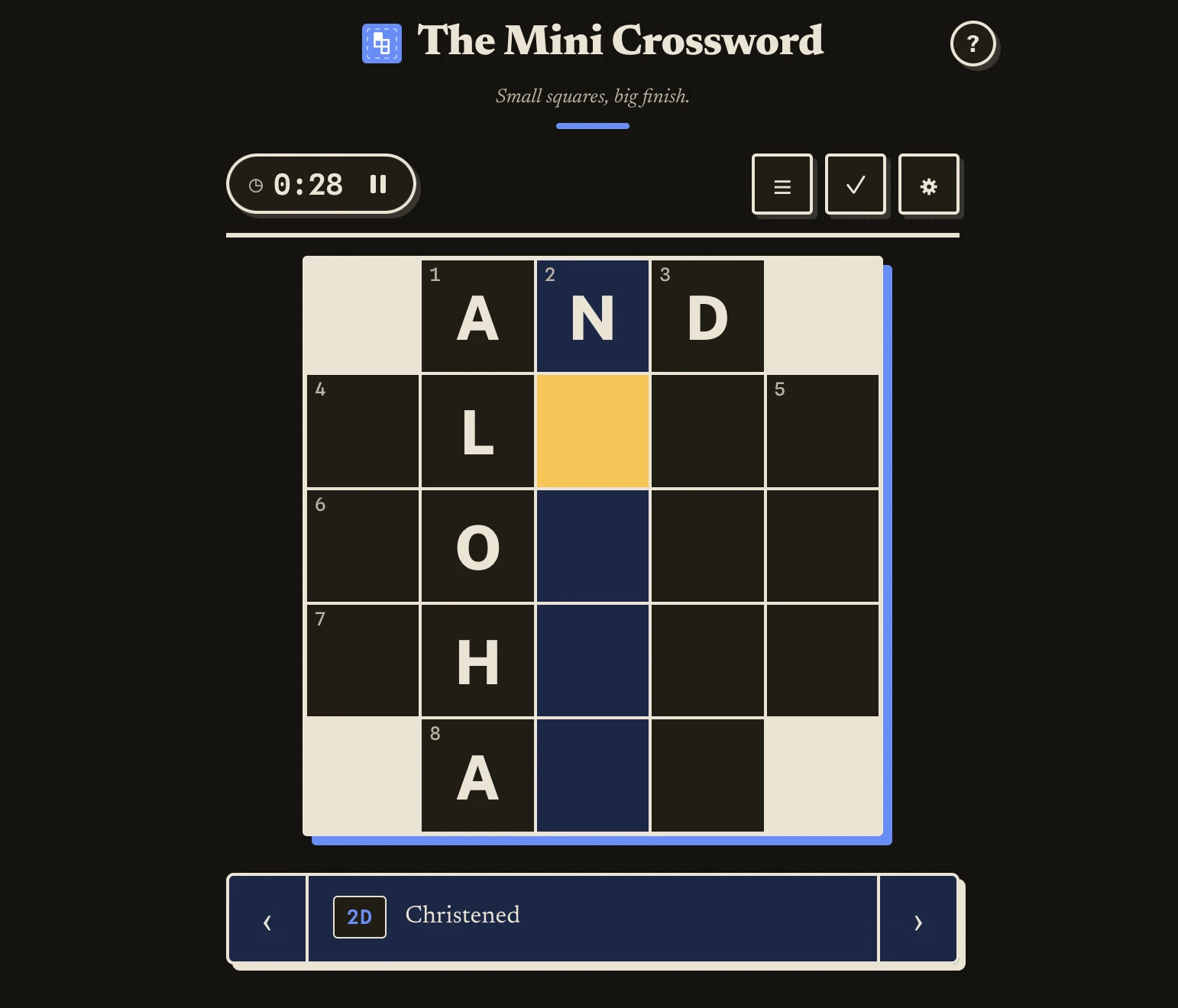 Screenshot of Mini Crossword