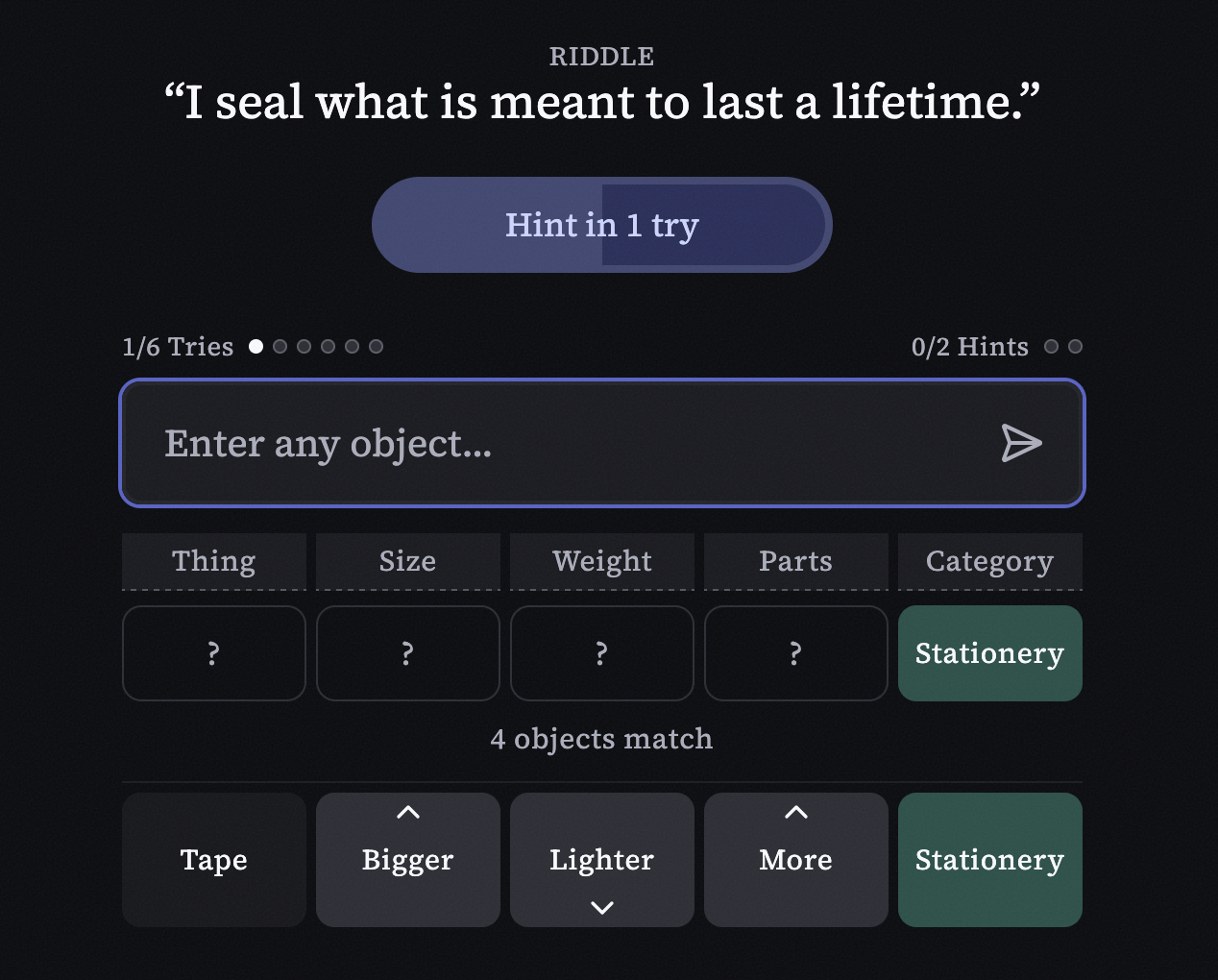 Screenshot of Thingdle