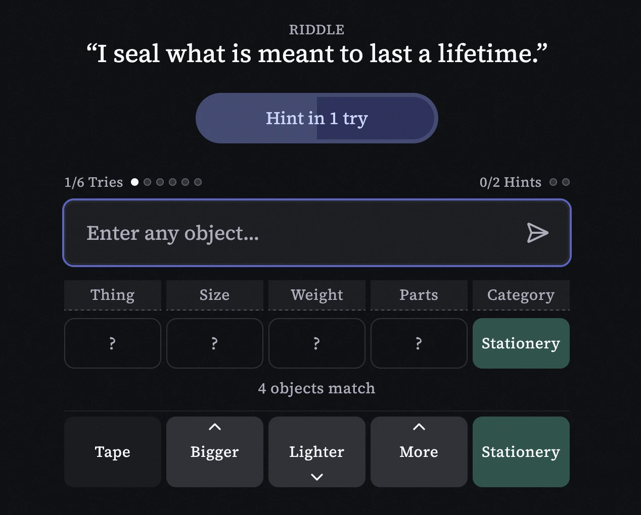 Screenshot of Thingdle