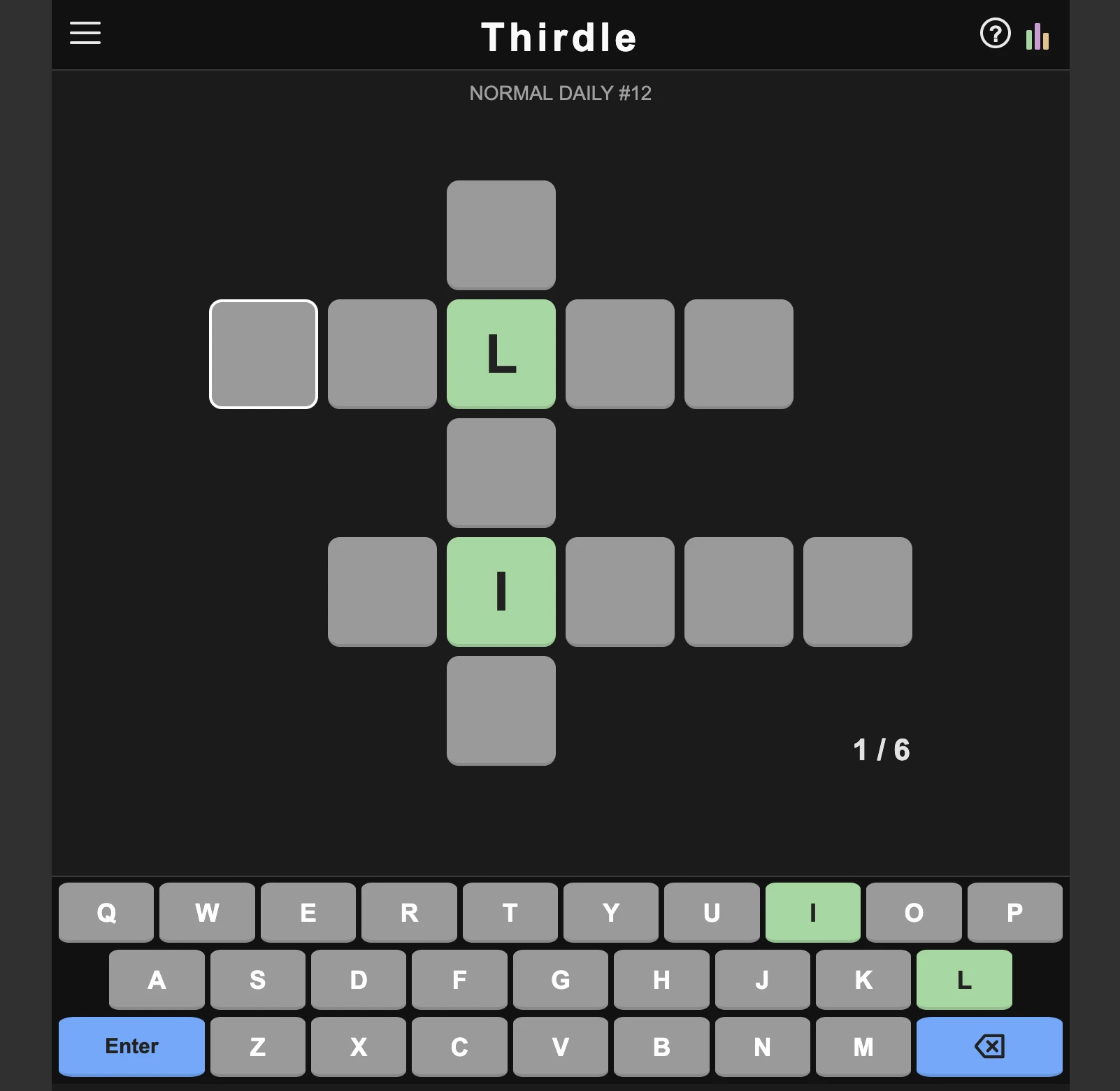 Screenshot of Thirdle