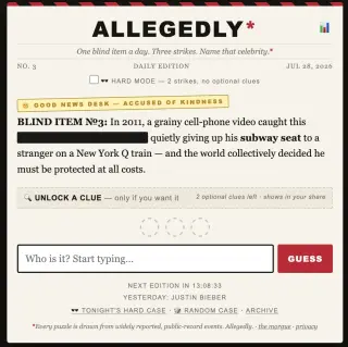 Screenshot of Allegedly