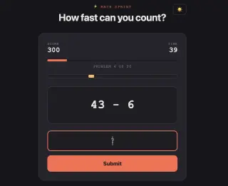 Screenshot of Math Sprint
