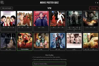 Screenshot of Movie Poster Quiz