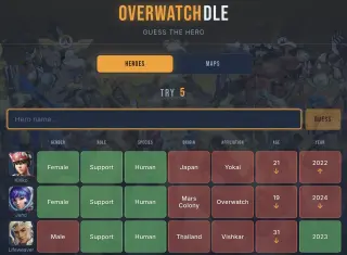 Screenshot of OverwatchDLE
