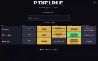 Screenshot of Pixeldle