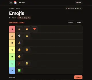 Screenshot of TierDrop