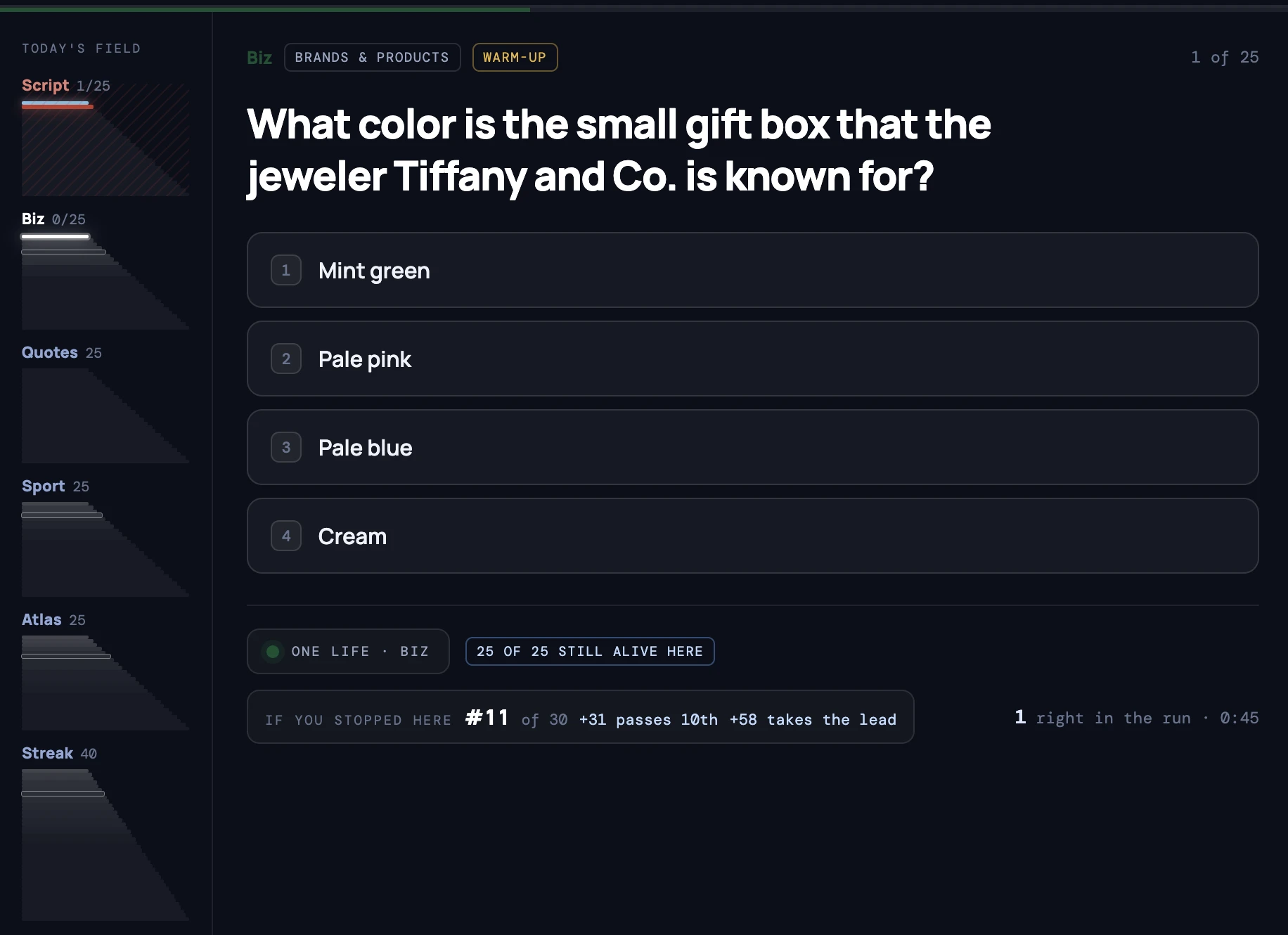 Screenshot of Trivia Gauntlet