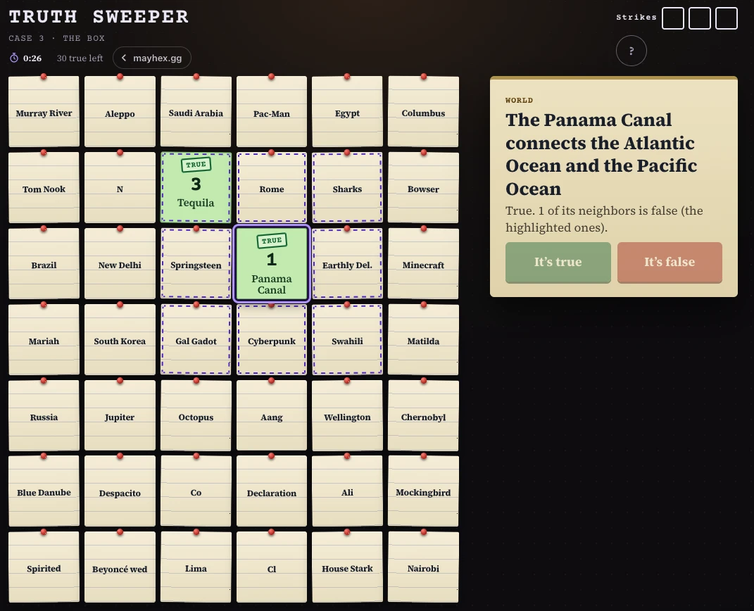 Screenshot of TruthSweeper 