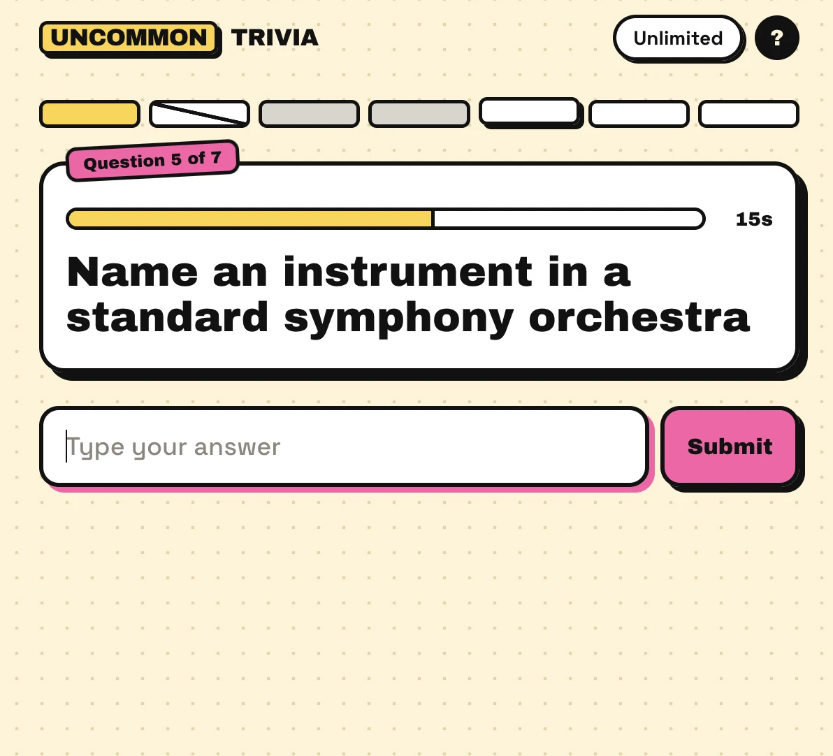 Screenshot of Uncommon Trivia