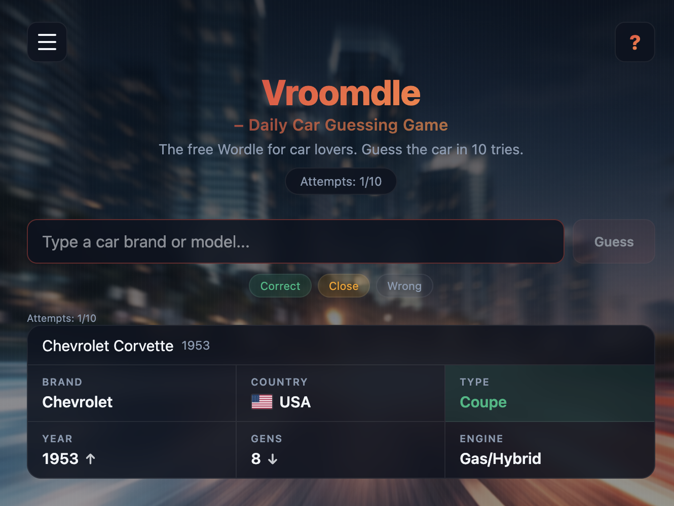 Screenshot of Vroomdle