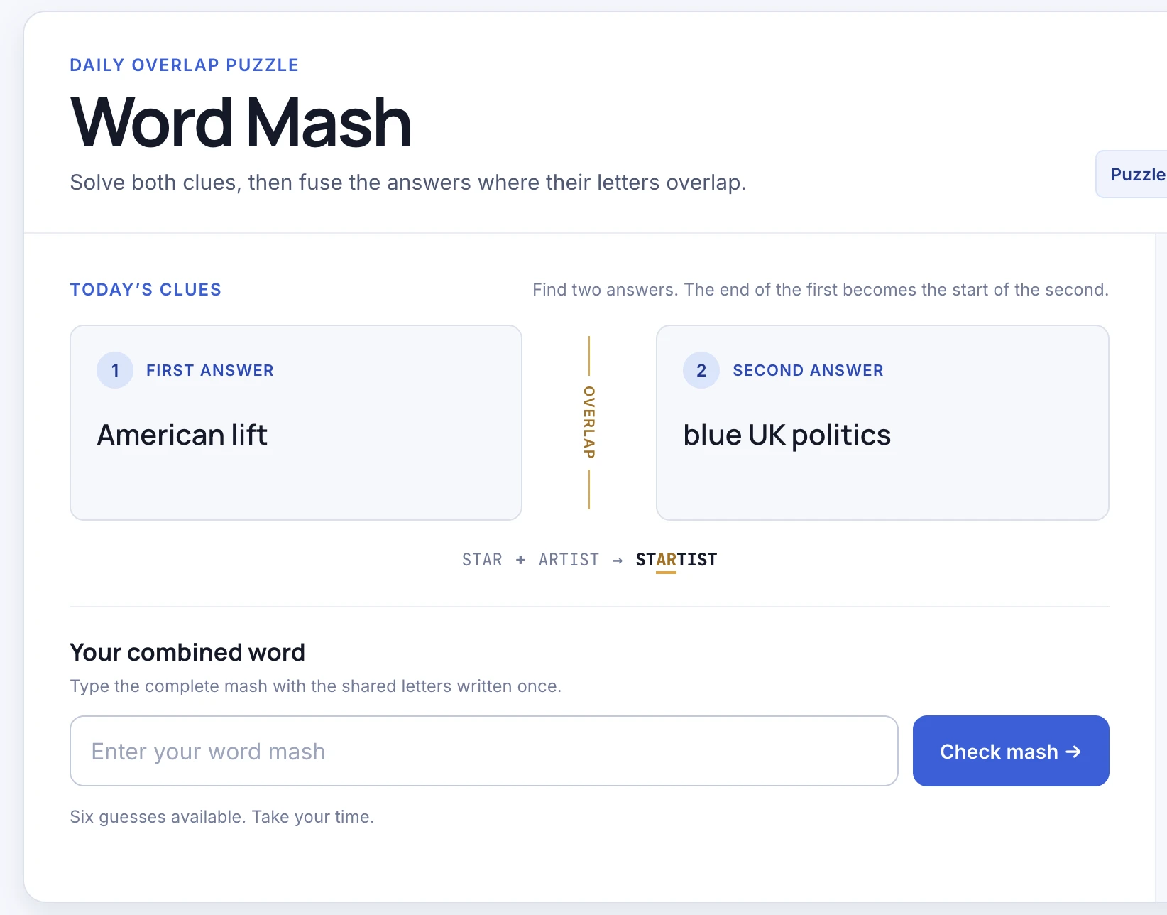 Screenshot of Word Mash