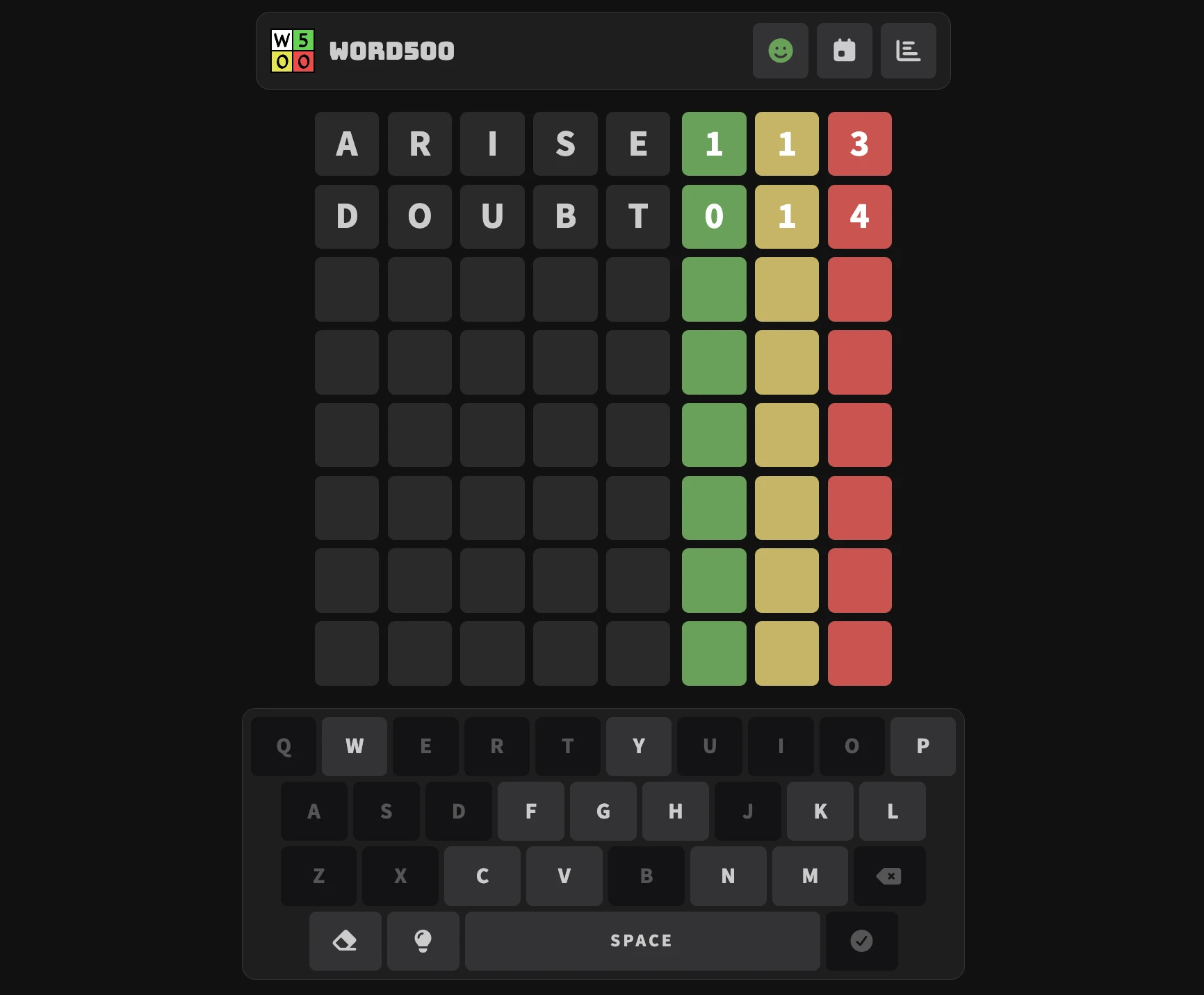 Screenshot of Word500