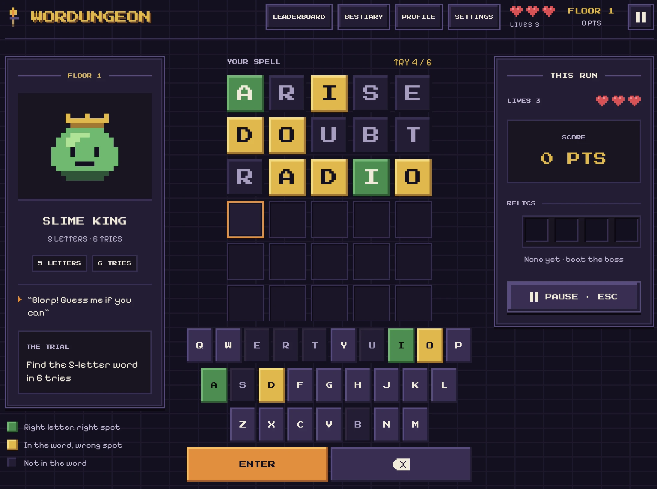 Screenshot of Wordungeon