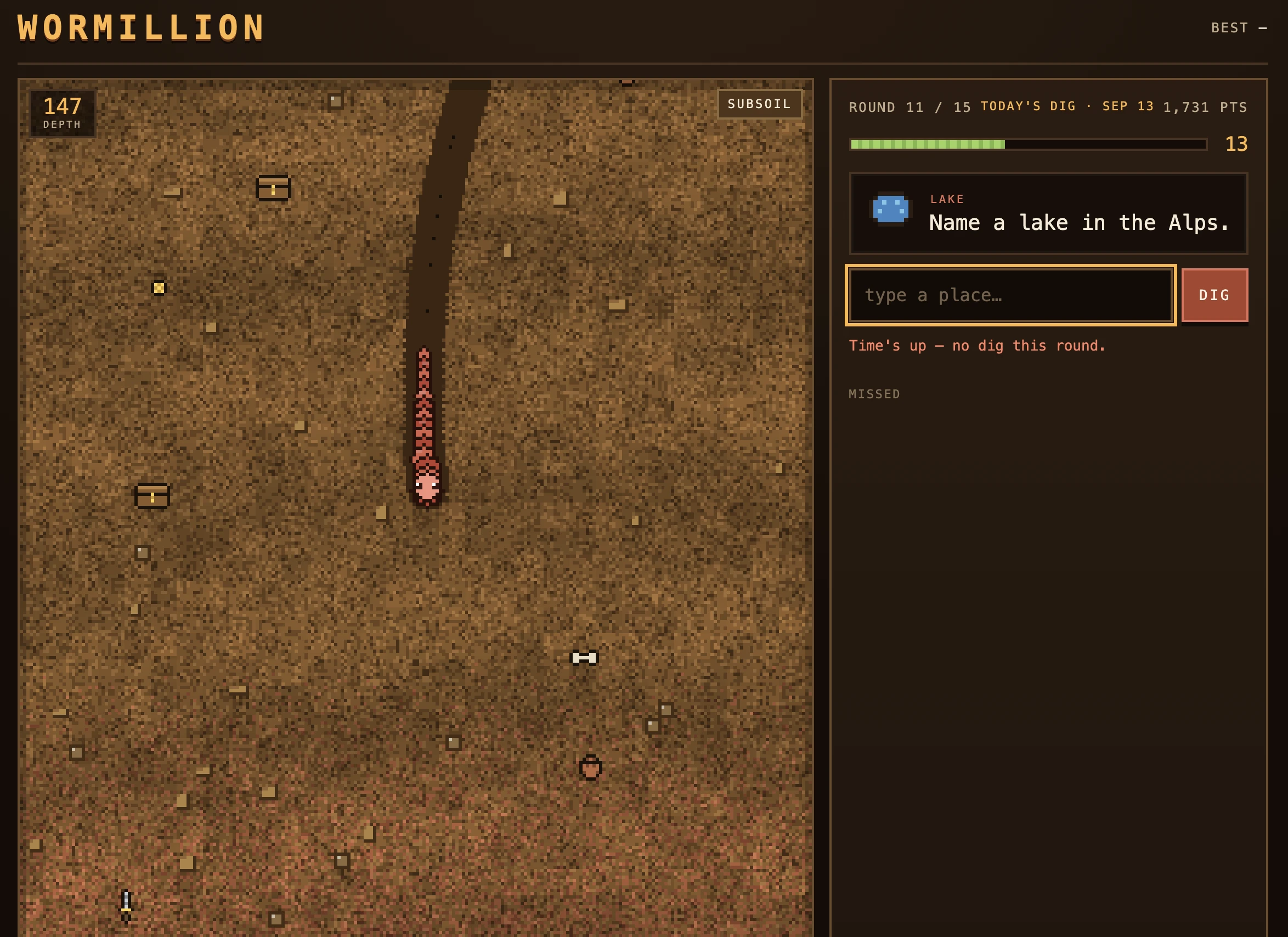 Screenshot of Wormillion