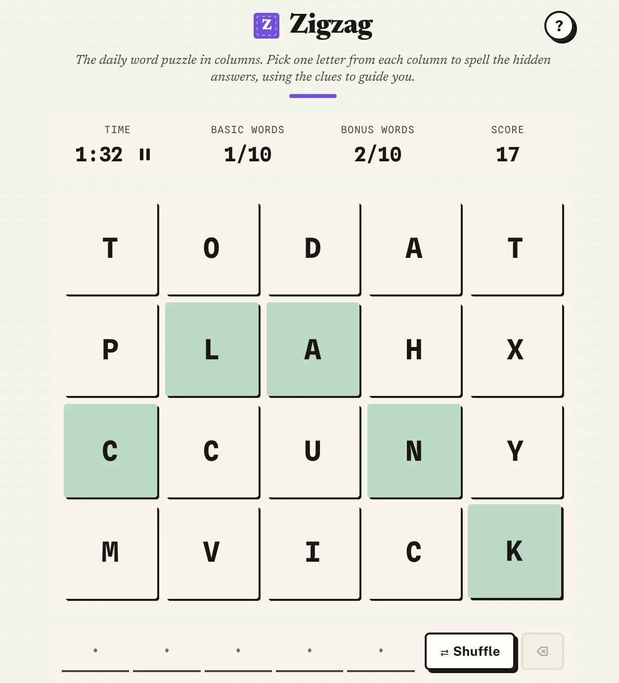 Screenshot of Zigzag